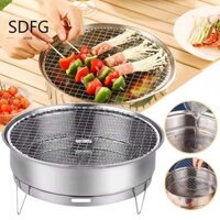 Chảo nướng Carbon SDFG, Lò nướng than bằng thép không gỉ màu bạc, Lò nướng thịt nướng Hàn Quốc có thể tháo rời di động Cắm trại