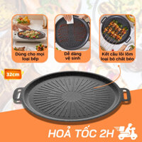 Chảo Nướng Đá Chống Dính Không Dầu Hàn Quốc Size 34cm Chảo Nướng Thịt BBQ Dùng Được Cho Cả Bếp T...