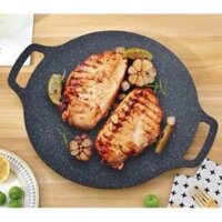 Chào Nướng Đá Không Dầu Hàn Quốc Size 34cm. Chảo Nướng Thịt Chống dính Dùng Được Cho Mọi Loại Bếp, Chất Liệu Cao Cấp