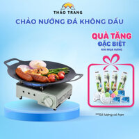 Chảo Nướng Đá Không Dầu Hàn Quốc Size 34cm, Chảo Nướng Thịt BBQ Chống Dính Dùng Được Cho mọi Loại Bếp
