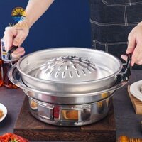 Chảo nướng dã ngoại LARGLO Thái, Đĩa nướng ngoài trời di động 30 / 35cm, Vòng có thể tái sử dụng chống rỉ sét Làm sạch tiện lợi Khay nướng thịt nướng Hàn Quốc