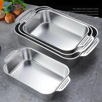 Chảo nướng hình chữ nhật có tay cầm Phụ kiện làm sạch tiện lợi Khay đựng thức ăn đa chức năng chải