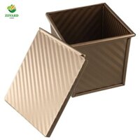 Chảo nướng sóng vuông AEROT, Hộp bánh mì nướng viên chống dính Champagne, Máy nướng bằng thép Carbon có nắp lò nướng khuôn bánh mì Mini