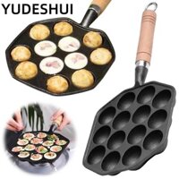 Chảo nướng YudhUI Takoyaki, Chảo chiên chống dính 14 lỗ bằng gang, Quà tặng Dụng cụ nhà bếp Dụng cụ nấu ăn cắm trại Đĩa máy làm bóng bạch tuộc