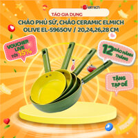 Chảo phủ sứ, chảo Ceramic Elmich Olive EL-5965OV - Chống dính an toàn, bền bỉ số 1- 20/24/26/28 cm.