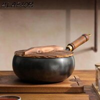 Chảo rán sắt ALARION, Chảo nấu ăn Trung Quốc chống dính 24cm, Chảo bụng lớn treo gỗ Tay cầm nồi súp nhà bếp