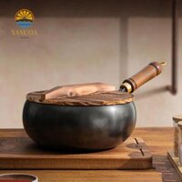 Chảo rán sắt LARCHLO, Tay cầm bằng gỗ Chảo nấu ăn Trung Quốc chống dính, Chảo bụng lớn treo bụng lớn Nồi hầm không tráng nhà bếp