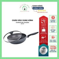 Chảo sâu chống dính 26cm kèm nắp kiếng cường lực SUNHOUSE SHS26K