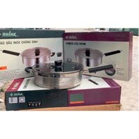 CHẢO SÂU INOX ĐÁY TỪ SIZE 28-30CM-5 ĐÁY CHỐNG DÍNH VÂN ĐÁ ,LÒNG CHẢO PHẲNG AULUX -CÓ NẮP KÍNH 28-30CM CHÍNH HÃNG