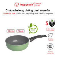 Chảo sâu lòng chống dính men đá đáy từ 20, 24cm Ceragreen HAPPYCOOK, CGWP-20, 24IH