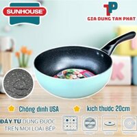 Chảo sâu lòng chống dính vân đá đáy từ Sunhouse SHS20MB kích thước 20cm dùng với mọi loại bếp, chảo chiên ngập dầu
