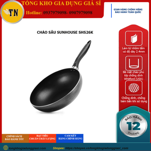 Chảo sâu vung kính Sunhouse SHS26K