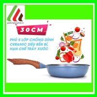 Chảo sứ ceramic Ecoramic cạn đáy từ vân đá chống dính Hàn quốc