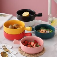 Chảo sứ có tay cầm 6 màu kiêm tô bát khay nướng sứ tiện lợi