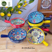 Chảo sứ tô sứ tròn có tay cầm Chảo Béo decor bàn ăn trang trí món ăn gốm sứ cao cấp