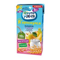 Cháo sữa pha sẵn Frutonyanya từ Nga với Sữa chua và 5 Ngũ cốc lê chuối cho trẻ từ 6 tháng 200 ml.
