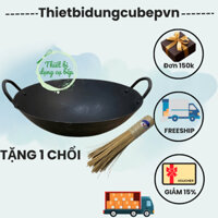 Chảo thép 2 quai size 60 cm ( chuyền dùng nhà hàng ) tặng 1 chổi chùi chảo