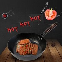 Chảo Thép Carbon Chống Dính Tay Cầm Gỗ Kiểu Nhật Cao Cấp, Dùng Được Bếp Từ