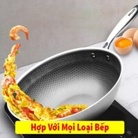 chảo tổ ong chống dính rán xào cao cấp sâu lòng hàn quốc bếp từ inox không dính lock and lock 32cm bảo hành 12t SOTOBA