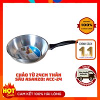 Chảo Từ Inox 3 Đáy Thân Cao 24cm Asanzo AC-C24( không nắp) Dùng Được Cho Tất Cả Các Loại Bếp- Gia Dụng Linh Nhi