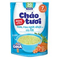 Cháo tươi Baby Tôm Rau Ngót Nhật Cà Rốt, SG Food, 7 tháng, 240g