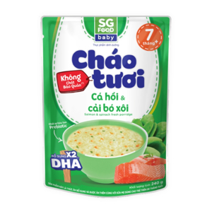 Cháo tươi cá hồi và cải bó xôi SG Food gói 240g (Trên 10 tháng)