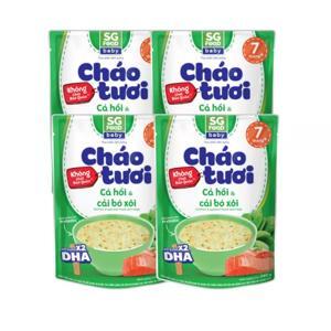 Cháo tươi cá hồi và cải bó xôi SG Food gói 240g (Trên 10 tháng)