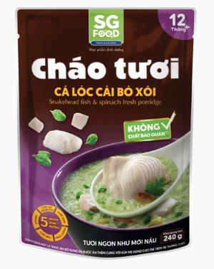 Cháo tươi cá lóc và cải bó xôi SG Food gói 270g (6 tháng)