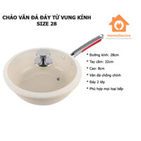 Chảo Vân Đá Chống Dính Đáy Từ Có Vung Kính Cao Cấp Size 28 Tay Cầm Chống Nóng - Home Device