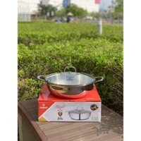 Chảo xào Chảo lẩu Kalpen KP-8528 3 lớp đúc liền khối đáy từ size 28cm inox 304 Đúc Liền Nguyên Khối