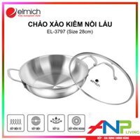 Chảo Xào Kiêm Nồi Lẩu inox cao cấp 3 lớp đáy liền ELMICH TRI-MAX EL-3797 Size 28cm, EL-3798 Size 30cm - Hàng Chính Hãng - 2353797 Size 28cm