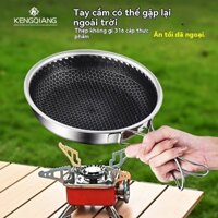 Chảo Xào Ngoài Trời Chảo Nấu Ăn Mini Cầm Tay Chảo Chống Dính Inox Tay Cầm Đa Năng Chảo Cắm Trại Có Thể Gập Lại