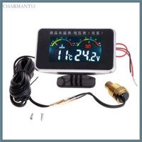 Char 12 24V Đồng hồ đo nhiệt độ nước Vôn kế kỹ thuật số 2in1