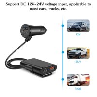 Charge3.0 + 2.4A + 3.1A 4 USB Phần Sạc Xe Hơi 5.6ft Dây Nối Dài Cáp Cho Ghế Sau Sạc Với kẹp Cho iPhone iPad Camera Samsung Galaxy HTC LG