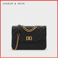 CHARLES&KEITH Túi xách nữ phom chữ nhật nắp gập Quilted