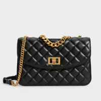 CHARLES&KEITH Túi xách nữ phom chữ nhật nắp gập Quilted