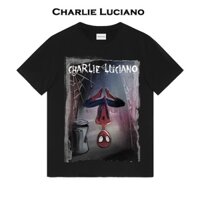 Charlie Luciano Xu Hướng Áo Thun Người Nhện In Tay Ngắn Rời Top Nam