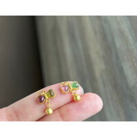 Charm bạc 925 hình chiếc nơ đính tourmaline