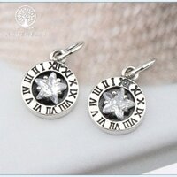 Charm bạc đồng hồ hình ngôi sao ở giữa treo - NQ Jewelry