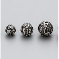 Charm bạc hạt cầu nguyện xỏ (10mm)