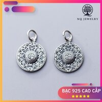 Charm bạc tròn họa tiết bát bảo cát tường