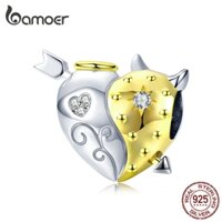 Charm Bamoer bsc107 bạc 925 hình trái tim thiên thần và ác quỷ trang trí vòng tay cho nữ