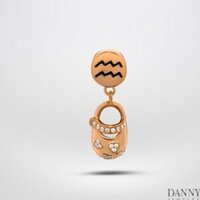 Charm Danny Jewelry Bạc 925 Xi RhodiumVàng hồng Khắc Cung Hoàng Đạo &amp; Phụ Kiện Hình Chiếc Hài PK016S - Bảo Bình-Vàng hồng