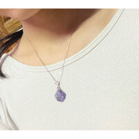 Charm Flourite Tím thô móc bạc S925
