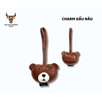 Charm Gấu Nâu Đeo Nơ🧸 - Phụ Kiện Treo Túi Xách Da Thật