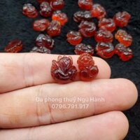Charm hồ ly và tỳ hưu đá garnet đỏ siêu đẹp hàng kiểm định kèm hộp