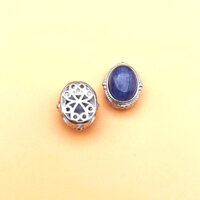 Charm Nối Oval Bạc 925 Mặt Kyanite Xanh Đậm - Charm Bạc 925 - Mã CD030