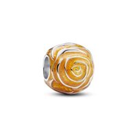 Charm Pandora Moments Hoa Hồng Nở Rộ (Tráng Men Vàng)