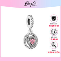 Charm Pandora Sparkling Double Halo Heart Dangle 1261 - Chuẩn Bạc S925