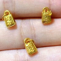 Charm Thẻ Bài may mắn Tứ Giác treo sz 10mm x6 ly - V àng 24Carat9999, Shop pro mix handmade